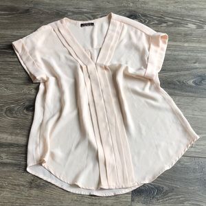 Pretty pleated front short sleeve blouse